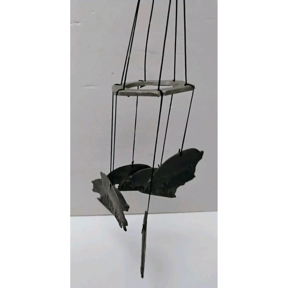 Vintage Carson Freeport PA Pewter Pig Wind Chime Canopy Mobile Farmhouse 90s